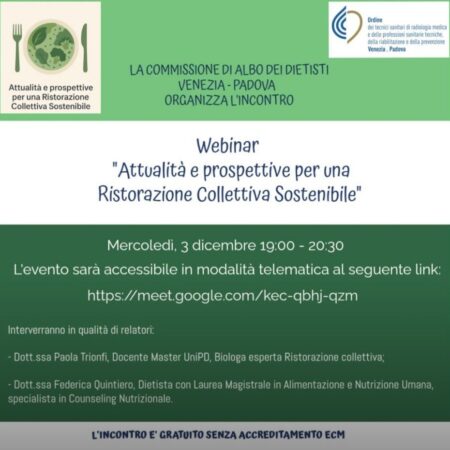 Webinar “attualità e prospettive per una ristorazione collettiva sostenibile”