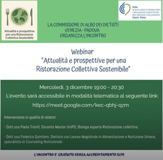 Webinar “attualità e prospettive per una ristorazione collettiva sostenibile”
