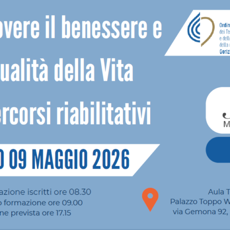 Convegno 09 maggio 2026 “PROMUOVERE IL BENESSERE E LA QUALITÀ DELLA VITA NEI PERCORSI RIABILITATIVI”