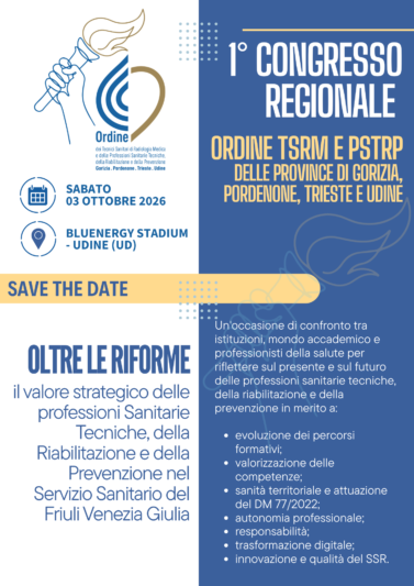 I Congresso Regionale dell’Ordine dei TSRM PSTRP FVG – Save the date: sabato 3 ottobre 2026